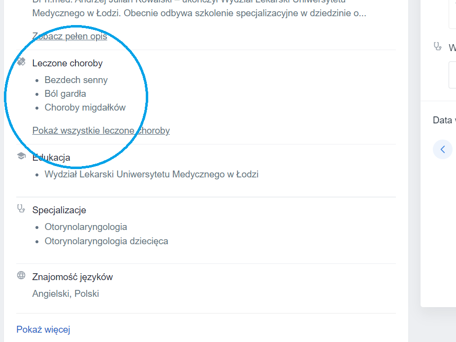 Opisz jakie choroby leczysz
